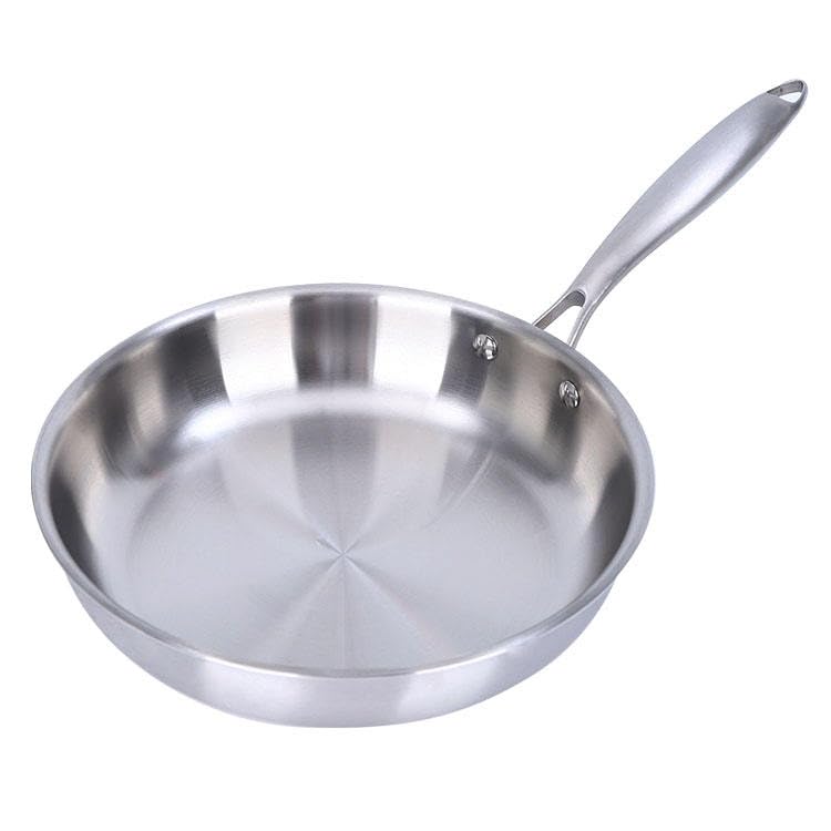 Sartén de Acero Inoxidable Natural Triple Capa Sin Antiadherente | Apta para Inducción, Gas, Vitro y Horno | Libre de Tóxicos, PFOA y PTFE | Distribución Uniforme del Calor (18 cm)