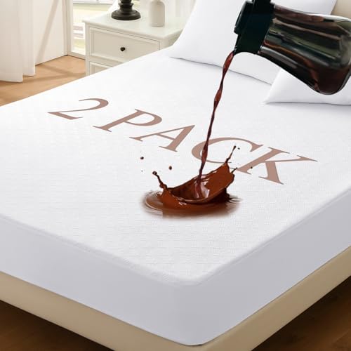 Twin XL Mattress Protector 2 Pack, Waterproof Mattress Pad Washable Rayon Mattress Cover Breathable...