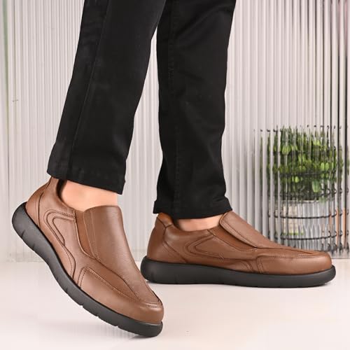 Image of Blue Leather By Centrino Genuine Leather Men's Formal | Pure Leather Slip-On Shoes | Soft & Comfortable Daily Driver | Casual Yet Elegant Formal Footwear (4042)