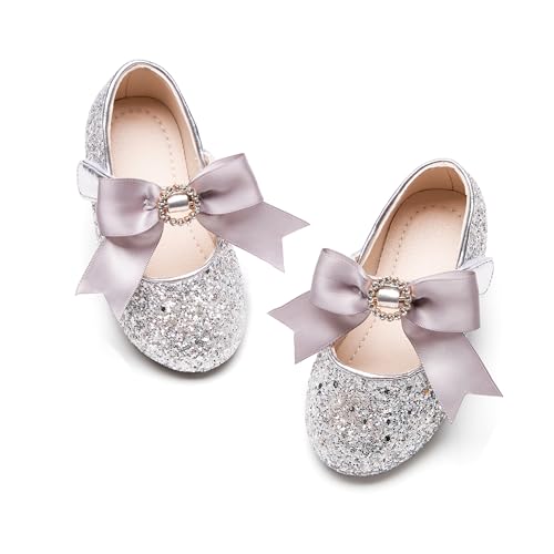 Image of PHIRAMIN Toddler Flower Girl Dress Shoes - Little Girl Mary Janes Flats Wedding