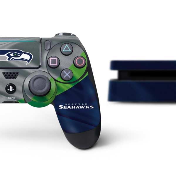 Skinit Decal Gaming Skin Compatible with PS4 Slim Bundle - Officially Licensed NFL Seattle Seahawks Design