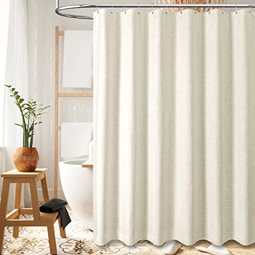 Bttn Linen Fabric Shower Curtain, Textured Cloth Neutral Shower Curtain Set With Plastic Hooks, Machine Washable, Water Repellent, Farmhouse Country Chic Shower Curtains For Bathroom - Natural - 72X72 #TOP7