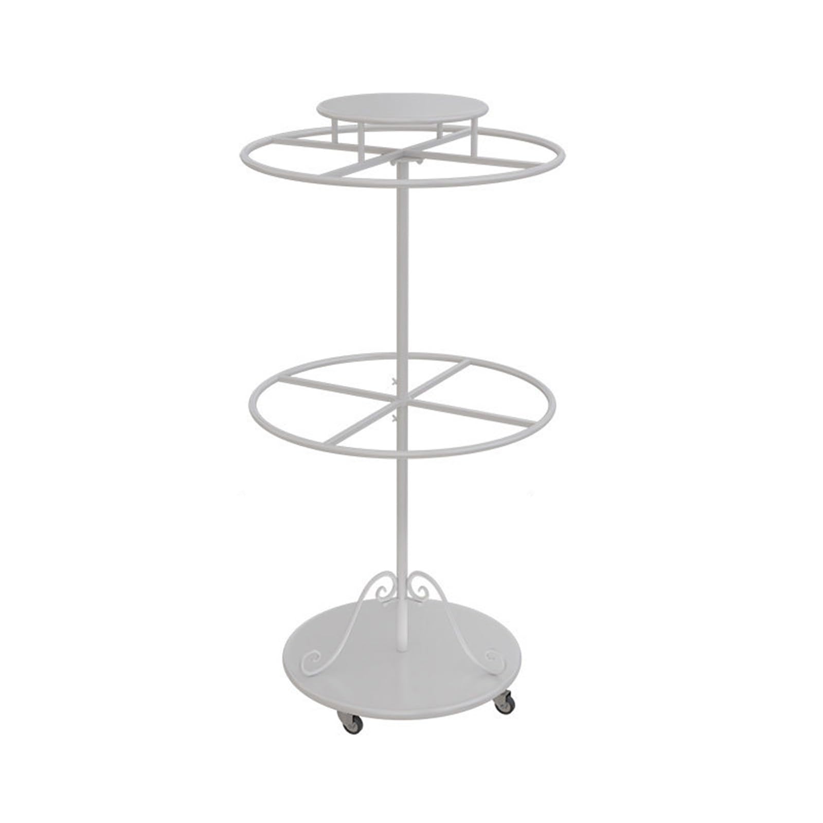 Xnxysmkj White 360° Rotating Clothing Rack,2-Tier Spinnings Garment Display Stand With Wheels,Heavy Duty Metal Organizer For Retail Store Closet,Multi-Layer Storage (White)