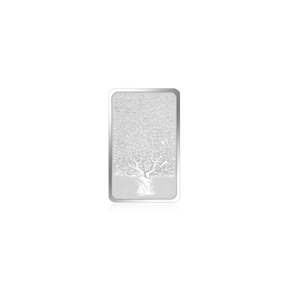 TOUCH925 Pure 999 Silver 10g Banyan Tree Coin | Rectangular Bar Design, Coins 10 Gram for Gift, Engraved Collector's in Acrylic Case, Ideal for Festive, Shagun, Pooja Gift