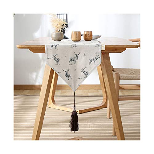 Chemin de table longue décoration de table en coton gris anti-plis