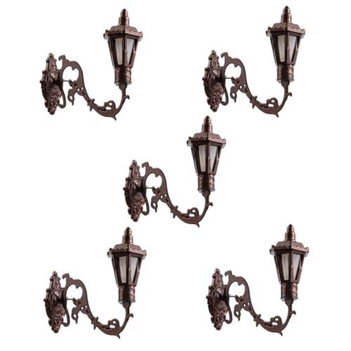 Cabilock 5個 ミニチュアウォールランプ模型 古色白光 ドールハウス用ミニ壁灯 模型建築用ミニシーンアクセサリー インテリア装飾用