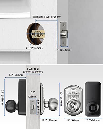 Teeho Keyless Entry Door Locks With Keypads - Deadbolt Smart Lock - Front Door Lock Set With Door Knob - Auto Lock - Easy Installation - Satin Nickel #TOP6
