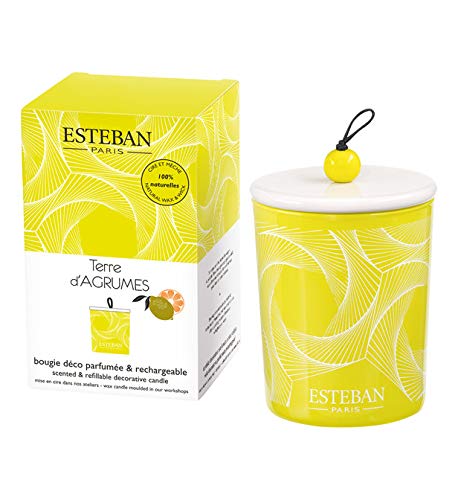 ESTEBAN - Bougie parfumée décorative et Rechargeable Terre d'agrumes