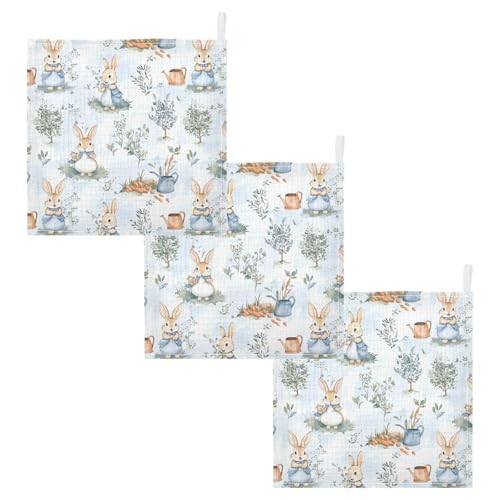 Image of vvfelixl Peter Bunny Friend Baby Burp Cloths Baby Muslin Washcloths for Boys Girls Cotton Babys Face Towel for Newborn Soft 11.8 X 11.8 in, 5 Pack