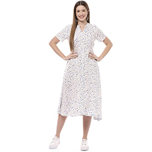 Image of Rangriti White Liva Flared Dress for Women