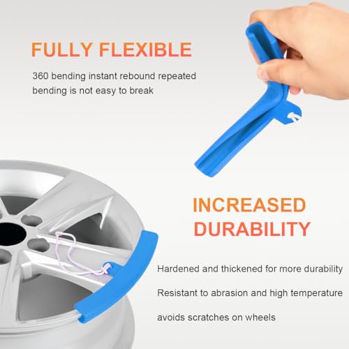 Image of KVAEY 5 PCS Car Tire Changing Rim Protector, Flexible Anti-Scratch Fixing Tyre Rim Protective Cover, Perfect Arc Fit Wheel Changing Rim Edge Savers for Cars SUVs Motorcycle (Blue)