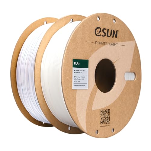 Image of eSUN PLA+ Filament 1.75mm, 3D Printer Filament PLA Plus, Dimensional Accuracy + /- 0.03mm, 1KG per Spool, 2 Spools 3D Printing Filament, White + Cold White