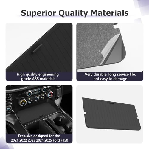 Image of LUWU Center Console Organizer Compartment Cover for 2021-2024 2025 Ford F150 & 2022-2024 F150 Lightning XLT Interior Accessories Middle Console Secret Pocket Lid Hidden Storage Tray Panel w /USB Hole