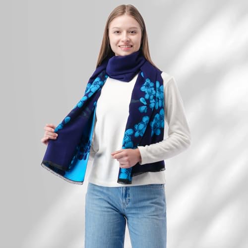 Winter Pashmina Scarf for Women, Elegant Floral Design, Large Size, Both Sized Pattern, Soft, Warm, Shawl Wrap4