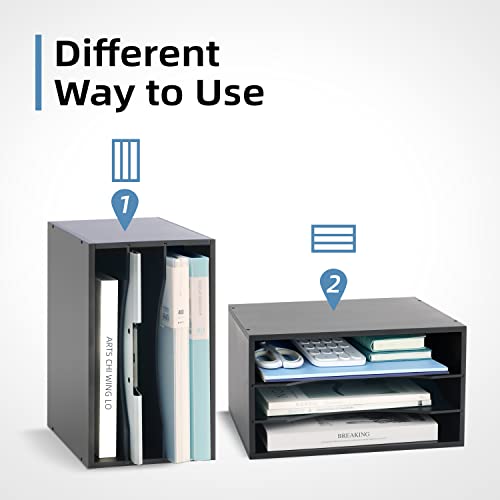 Sharkwoods Wood Desktop Organizer With 3-Tier Storage, Paper Storage Mail Sorter, Wood File Holder With Adjustable Shelves For Office School Home,Black #TOP1