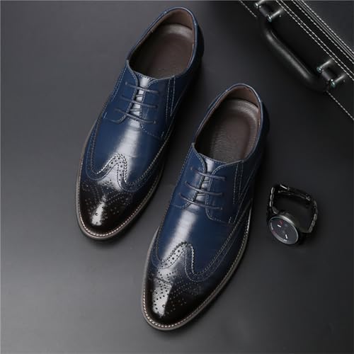 Men's Classic Leather Formal Business Oxford Wingtip Lace Up Retro Casual Dress Shoes for Men Comfortable4