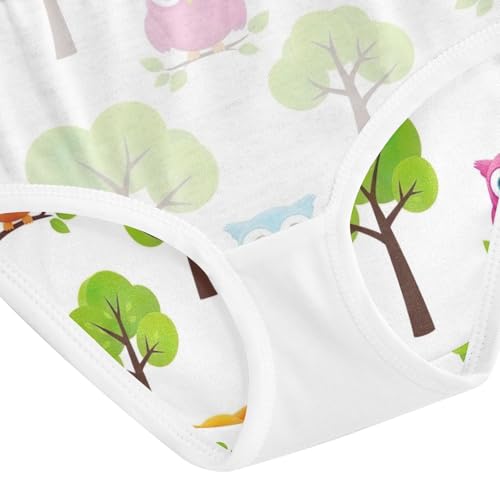 Toddler Briefs, Cute Colorful Cartoon Owls Girls' Cotton Brief Underwear, 2–8 Years4