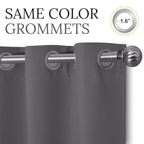 Image of Homerz Premium Set of 2 Blackout Door Curtains 7 Feet Long with Velcro Tie Back, 95% Room Darkening Curtain, Noise Reduction, Thermal Insulated Curtains (Grey, 7 ft- Set of 2)