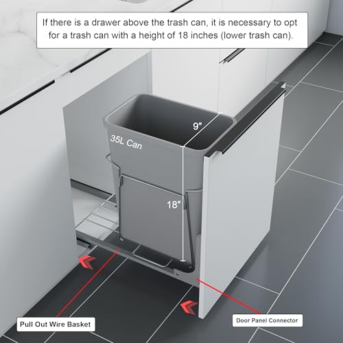 Contenedor de basura extraíble Dowell con kit de montaje y puerta gris miniatura 3