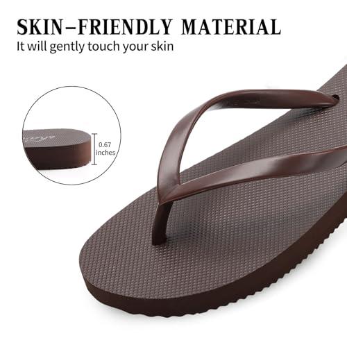 Image of shevalues Slim Basic Flip Flops for Women with Comfortable Yoga Mat | Lightweight Non Slip Rubber Sandals for Beach, Shower, Pool & Summer Casual Wear
