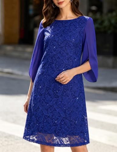 Image of COOAN Wedding Guest Cocktail & Formal Dresses for Women - Lace Sequin Dress