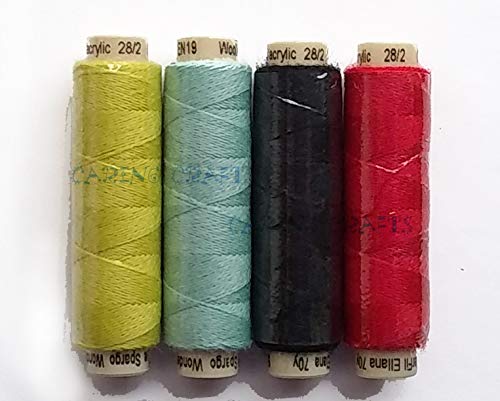 Sue Spargo Ellana Wool Blend Thread for Embroidery - Four 70-Yard Spools, Matches The ''Ladybug'' Colorway 2 Wool Applique Pack