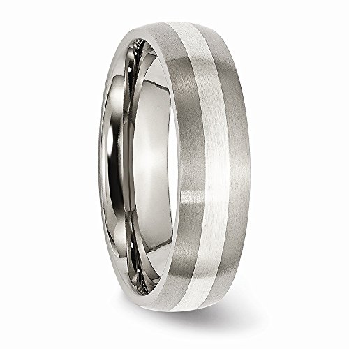 Sonia Jewels Titanium Sterling Silver Inlay 6mm Brushed Wedding Band4