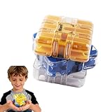 Hwsyin 3D Labyrinth Würfel, Zauberwürfel 3D Labyrinth Puzzle Mit Rollenden Kugeln,Zauberwürfel Spielzeug Interaktives Gehirntraining,Labyrinth Würfel Maze Cube für Erwachsene und Kinder (Blau)