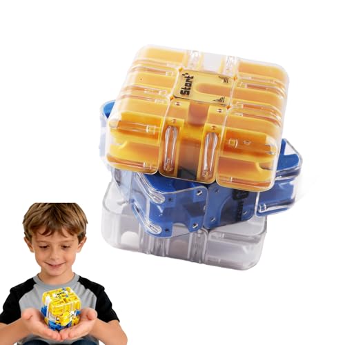 Hwsyin 3D Labyrinth Würfel Zauberwürfel 3D Labyrinth Puzzle Mit Rollenden Kugeln Zauberwürfel Spielzeug Interaktives Gehirntraining Labyrinth Würfel Maze Cube für Erwachsene und Kinder (Blau)
