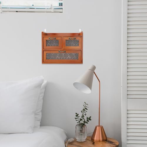 Vitrine de bureau en bois marron meuble rangement decorative