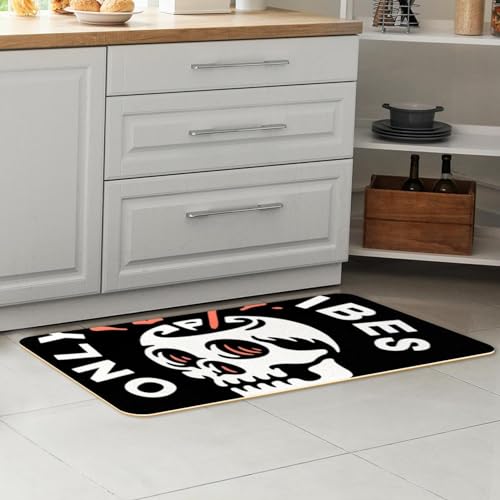 Alfombrillas de cocina de calavera de coco, pack de 2 alfombras absorbentes 7