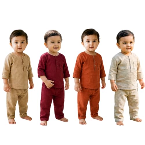 Image of Baby Boys Night Suit 3 /4 Sleeves Co-Ord Nightwear Set - Pure Cotton- Soft, Comfy & Perfect for Sleep Time