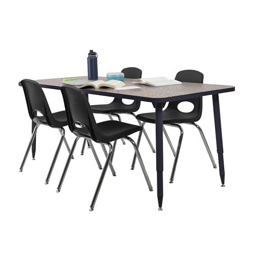 Image of Adapte Commercial Classroom Activity Table - 30 inch x 72 inch Rectangle, ADA Compliant Tapered Legs with Glides & Casters, Adjustable Height 22-34 inch Wheelchair Accessible, School & Office Furniture