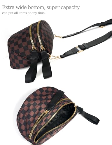 Image of FEIBOON Spacious Checkered Nylon Crossbody Bag Bum Bag Handbags Wallets for Women