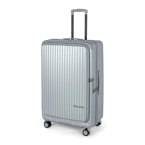 Image of SWISS MILITARY Polycarbonate Summit 360 Rotatable 8 Wheel 80cm Hard Trolley Luggage, Anti Theft Zip, TSA Lock, 15.6 inch Laptop Compartment Expandable Storage Suitcase & Dust Cover Free Large Silver 137L
