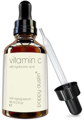 Poppy Austin Serum Visage Vitamine C - 60ml - Bio, Vegan & Sans Cruauté - Serum Vitamine C Visage Avec De L'Acide Hyaluronique Pur - Vitamine C Serum Visage - Sérum Vitamine C Visage