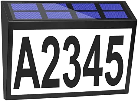 Bawoo Solar House Numbers Light, House Numbers Sign Plaque Address Numbers for Houses LED Illuminated Outdoor Address Plaque Waterproof Lighted Up for Home Yard Street, 28*18.3*3.2cm