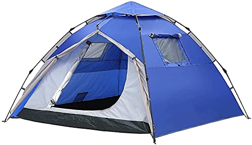 Tente instantanée pop-up automatique 3-4 places, camping imperméable et résistant au vent bleue