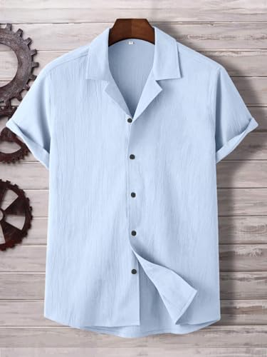 Image of Men's Solid Polycotton Shirt | Short Sleeve Casual & Formal Shirt for Men | Summer Half Sleeve Shirt