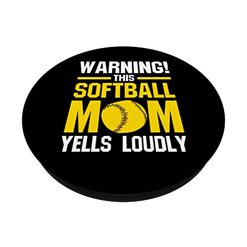 warning!this softball mom softball mom softball player PopSockets Swappable PopGrip, Black - Image 2