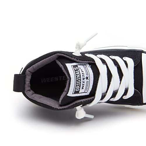 Weestep Toddler Little Kid Boys And Girls Classic Cotton Slip On Mid Top Sneakers(12 Little Kid, Black) #TOP5