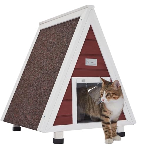 Triangle Cat Shelter for Outdoor- Weatherproof, Durable, and Stylish Feline Retreat, Outdoor Cat House for Winter Red
