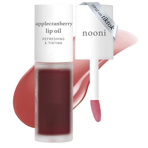 Image of NOONI Korean Lip Oil - Applegoji | Long-Lasting, Moisturizing, Plumping, Revitalizing for Dry Lips, Waterproof, No Peel Off, Korean Tint, Hydrating Lip Stain, Nourishing Crystal Clear, 0.12 FL Oz