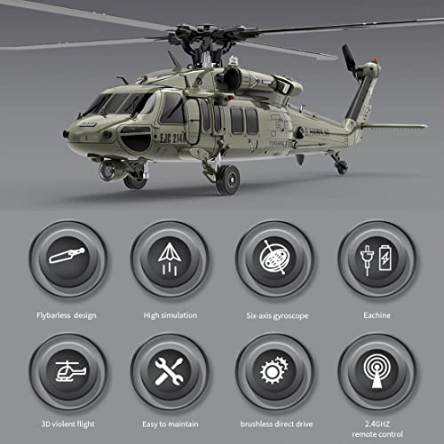 Mays Rc Helicopter For Adults, F09 1/47 2.4G 6Ch Brushless Direct Drive Remote Control Military Helicopter For American Uh60-Black Hawk Helicopter (Rtf Edition) #TOP4