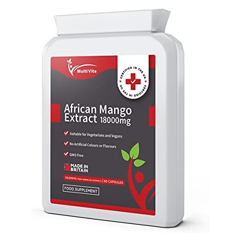 Pure African Mango Extract 18000mg 60 Capsules | Highest Strength Supplement for Men & Women | Promotes Healthy Digestion & Cholesterol Balance | High in Dietary Fibre Content Cover
