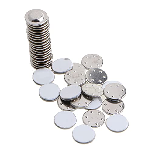 MYBOON 20 Pieces Magnetic Name Badge Round Adhesive Name Tag Holder For Name And Round Badge Office Party Family (2.5Cm/0.98In),Badges Buckle,Silver
