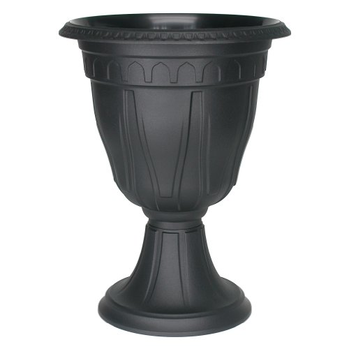 DCN Plastic 1420BK Tall Azura Urn Planter, Black