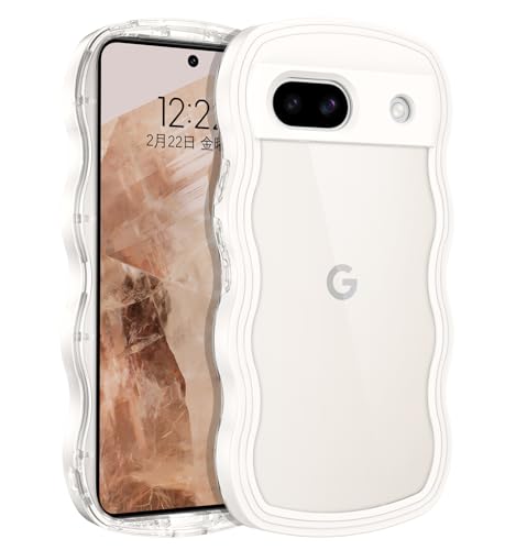 BENTOBEN Google Pixel 8A ケース クリア 波型 うねうね かわいい 韓国 超軽量 薄型 耐衝撃 擦り傷防止 ストラップホール付き 透明 おしゃれ ウェーブ 二重構造 カバー ピクセル8a スマホケース ホワイト