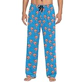 ZZXXB Schöne Garnelen-Pyjamahose für Herren, bequeme Schlaf-Loungehose, gerade Passform mit Taschen, Größe S-XXL, Blue, XL