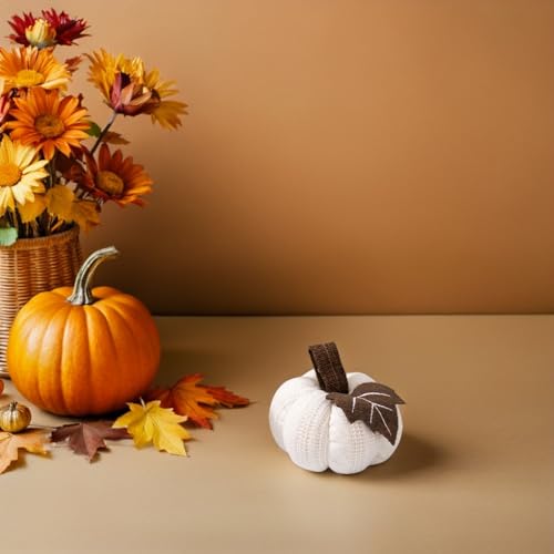 Mini calabazas de ganchillo para mesa de Acción de Gracias decoración otoñal PRETYZOOM en casa 6